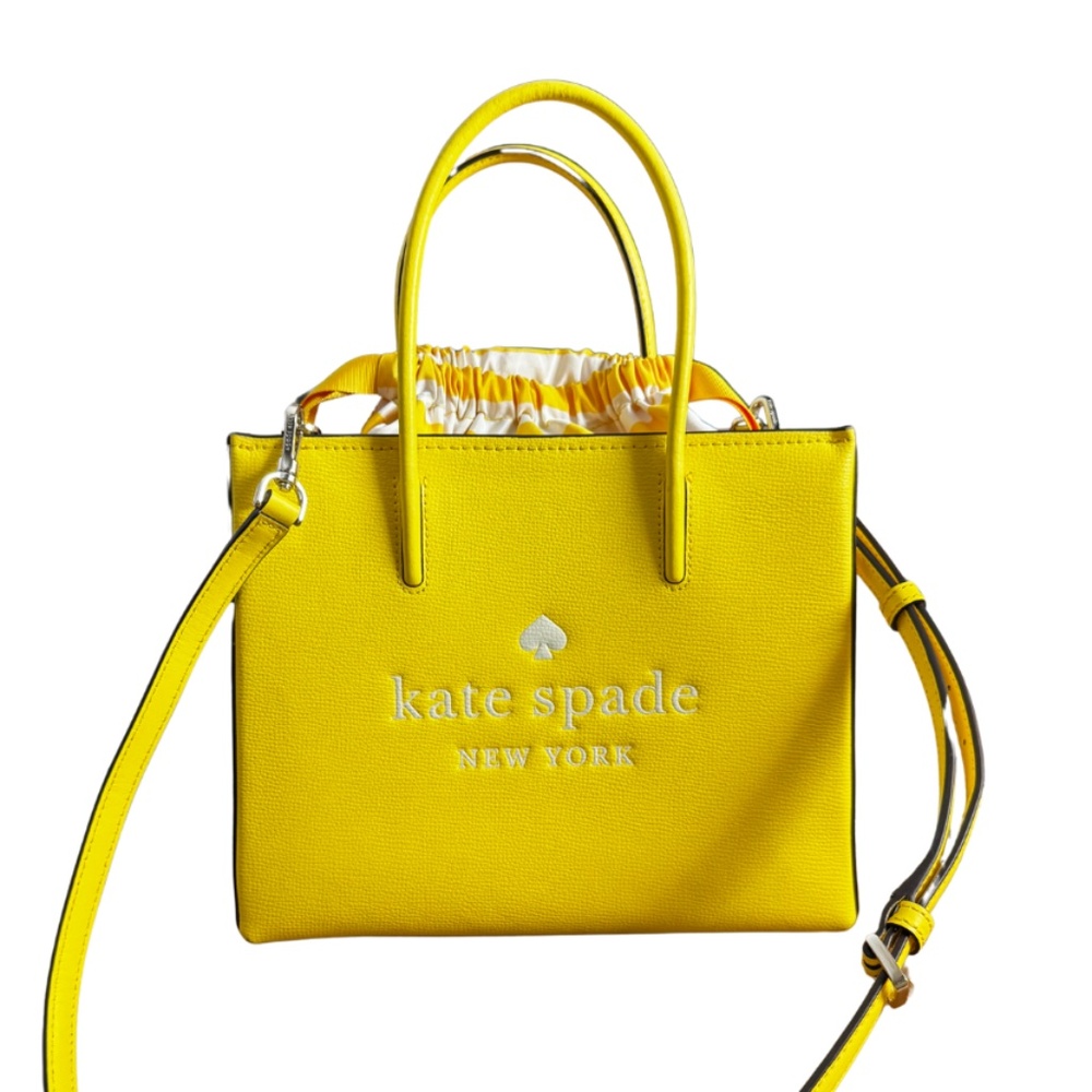 Kate Spade New York Trista Leather Shopper Satchel Crossbody in Yellow Sesame